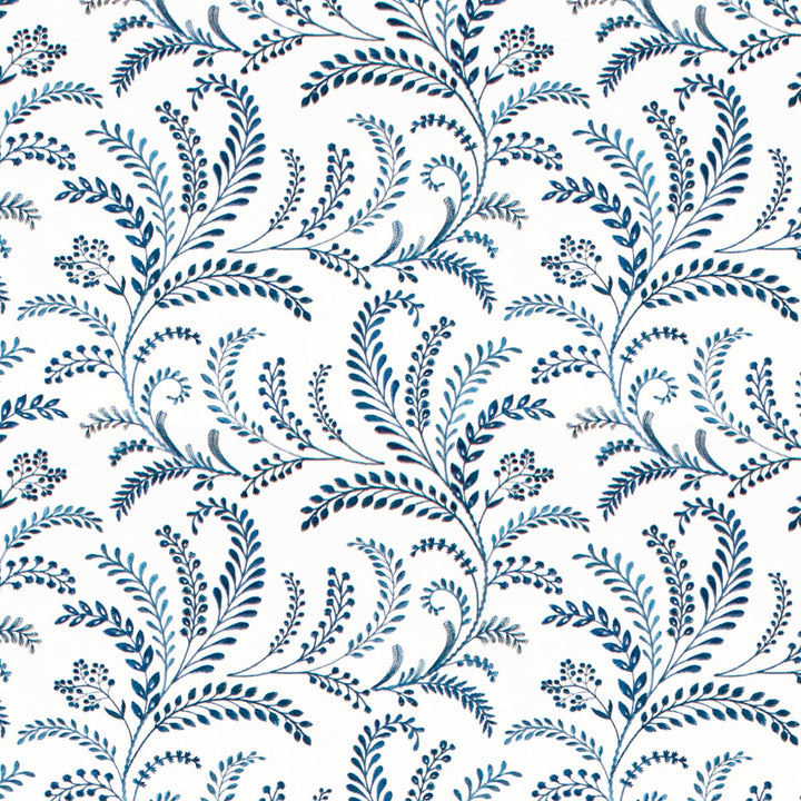 Excursion 4 Lake by Stout Fabric Rainbow Library Blueberry/Denim 100% Cotton Embroidery INDIA Horizontal: 17.375 and Vertical: 15.125 51.88 in - Fabric Carolina -