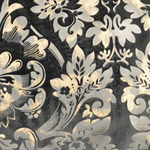 Embellished - Damask - Black by Europatex Designer Fabric Embellished 100% Polyester China See Sample Horizontal: N/A and Vertical: N/A 118.00 inches  - Swanky Fabrics -