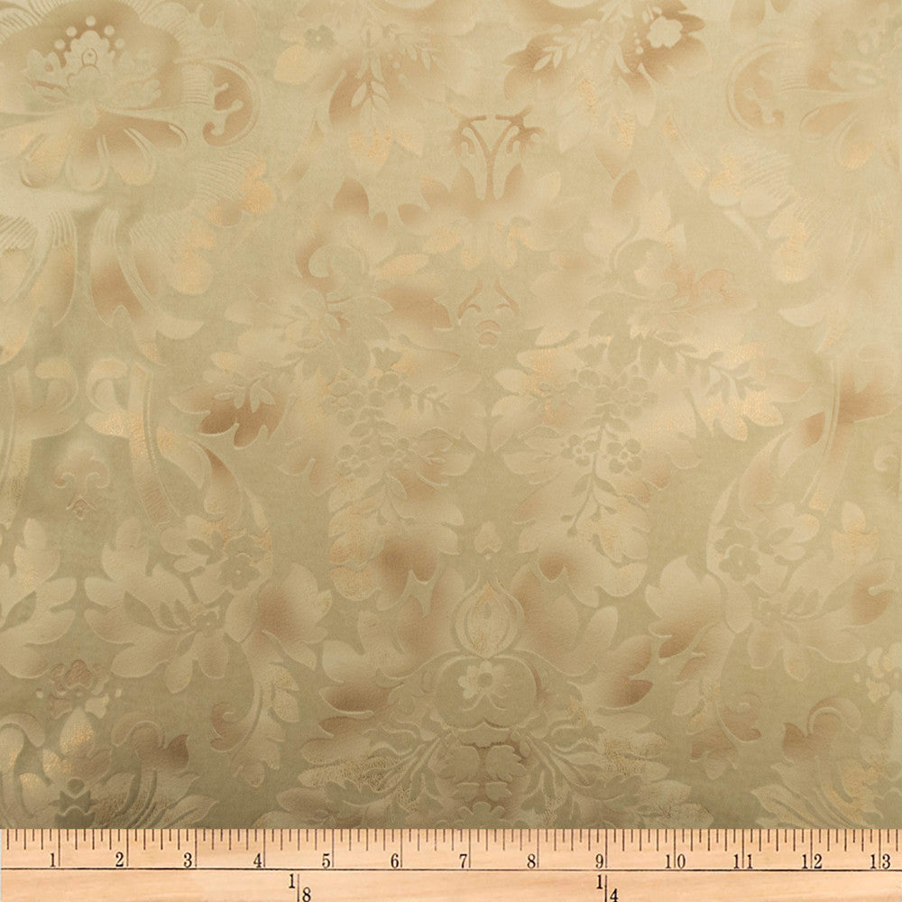 Embellished Damask Cream by Europatex Fabric Embellished 100% Polyester 13" H, 24" V 118.00 inches - Fabric Carolina -