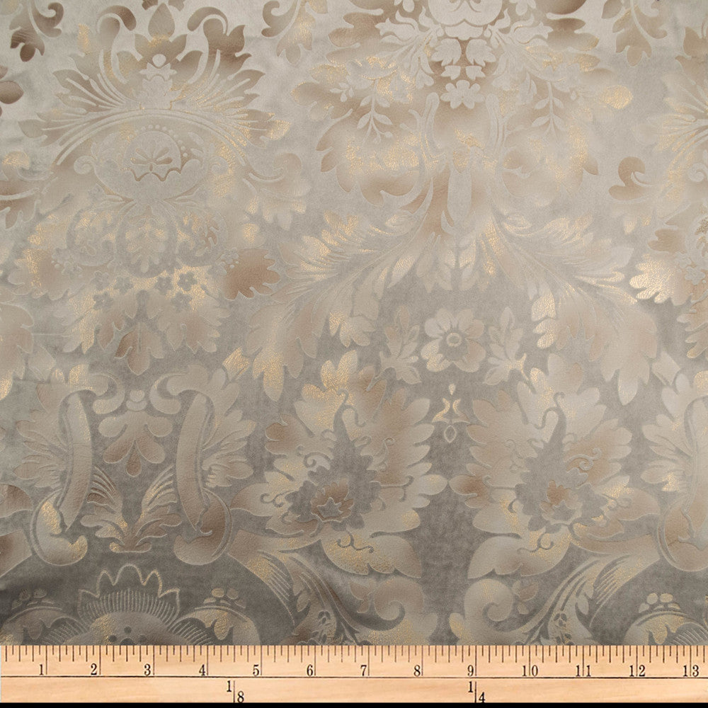 Embellished Damask Mink by Europatex Fabric Embellished 100% Polyester 13" H, 24" V 118.00 inches - Fabric Carolina -