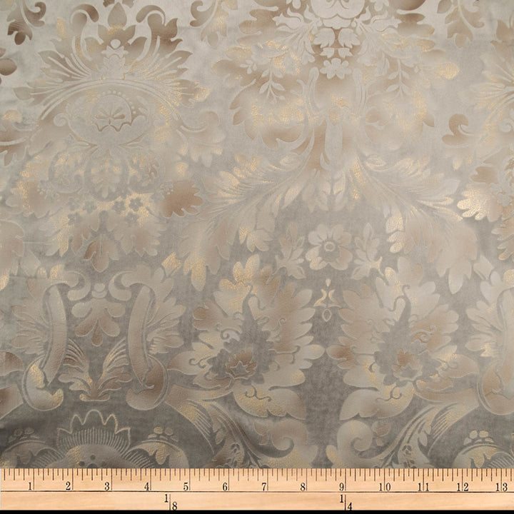 Embellished Damask Mink by Europatex Fabric Embellished 100% Polyester 13" H, 24" V 118.00 inches - Fabric Carolina -
