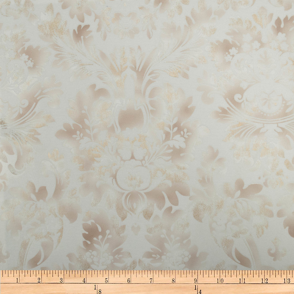Embellished Damask White by Europatex Designer Fabric Embellished 100% Polyester 13" H, 24" V 118.00 inches - Swanky Fabrics -