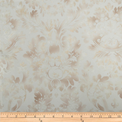 Embellished - Damask - White by Europatex Designer Fabric Embellished 100% Polyester China See Sample Horizontal: N/A and Vertical: N/A 118.00 inches  - Swanky Fabrics -