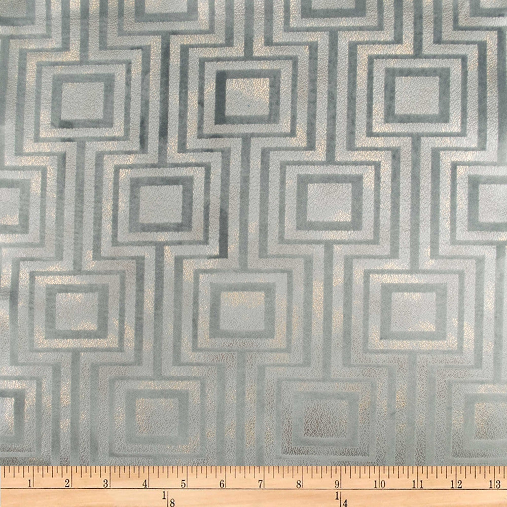 Embellished Square Steel by Europatex Fabric Embellished 100% Polyester 14.2" H, 12.4" V 118.00 inches - Fabric Carolina -