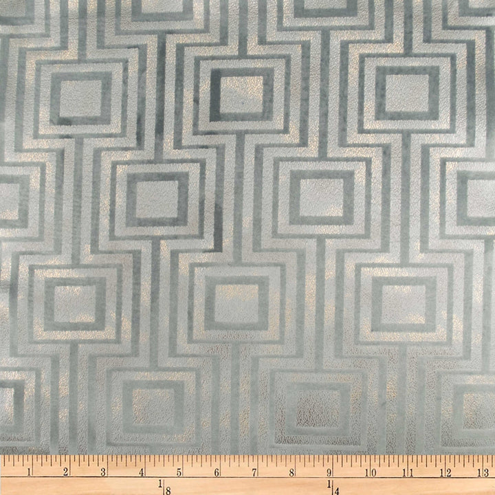Embellished Square Steel by Europatex Fabric Embellished 100% Polyester 14.2" H, 12.4" V 118.00 inches - Fabric Carolina -