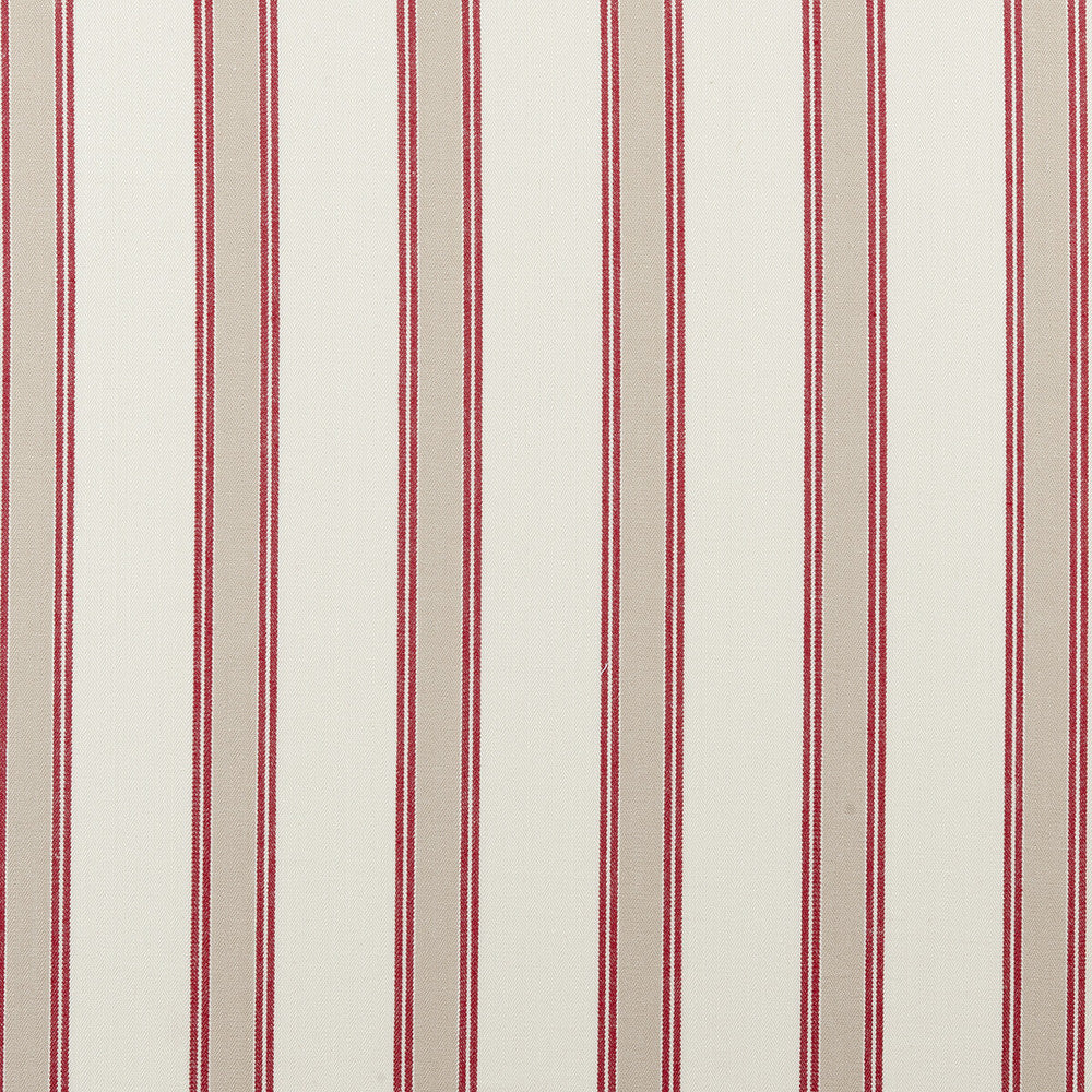 Oxford Red by Clarke And Clarke Designer Fabric CLARKE & CLARKE TICKING STRIPES COTTON - 100% India MEDIUM Horizontal: 2.76 and Vertical: 0 55 - Swanky Fabrics -