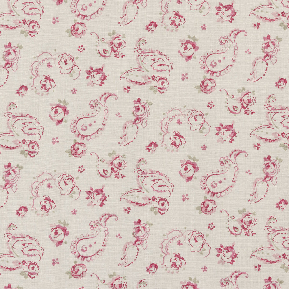 Evelina Raspberry by Clarke And Clarke Fabric CLARKE & CLARKE CLARISSE FABRICS LINEN - 100% Turkey MEDIUM Horizontal: 6.81 and Vertical: 6.3 55 - Fabric Carolina -