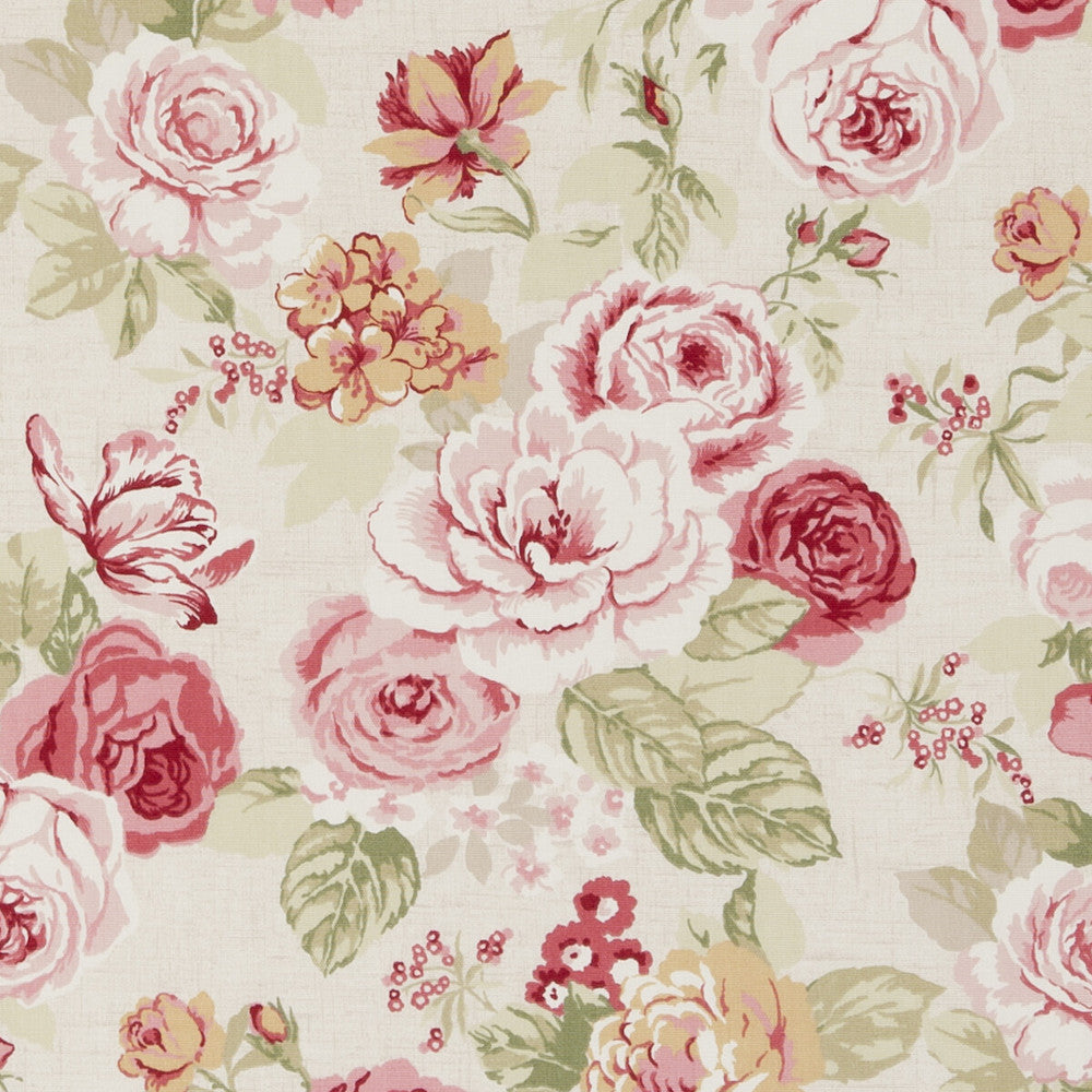 Genevieve Old Rose by Clarke And Clarke Fabric CLARKE & CLARKE GENEVIEVE COTTON - 100% United Kingdom MEDIUM Horizontal: - and Vertical: - 55.125 - Fabric Carolina -
