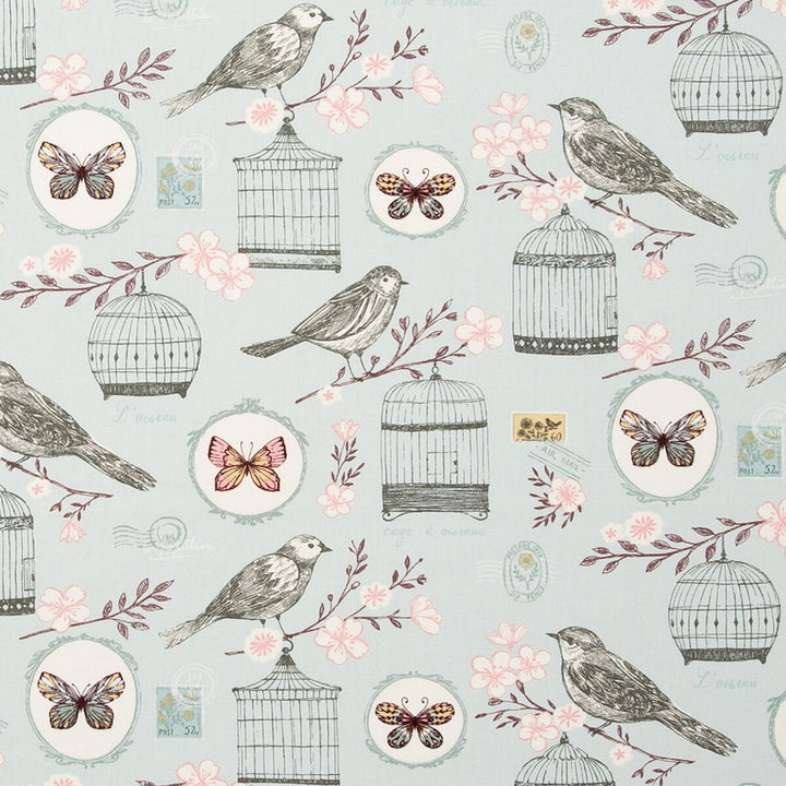 Melodie Duckegg by Clarke And Clarke Fabric CLARKE & CLARKE SKETCH BOOK COTTON - 100% Turkey MEDIUM Horizontal: and Vertical: 54 - Fabric Carolina -