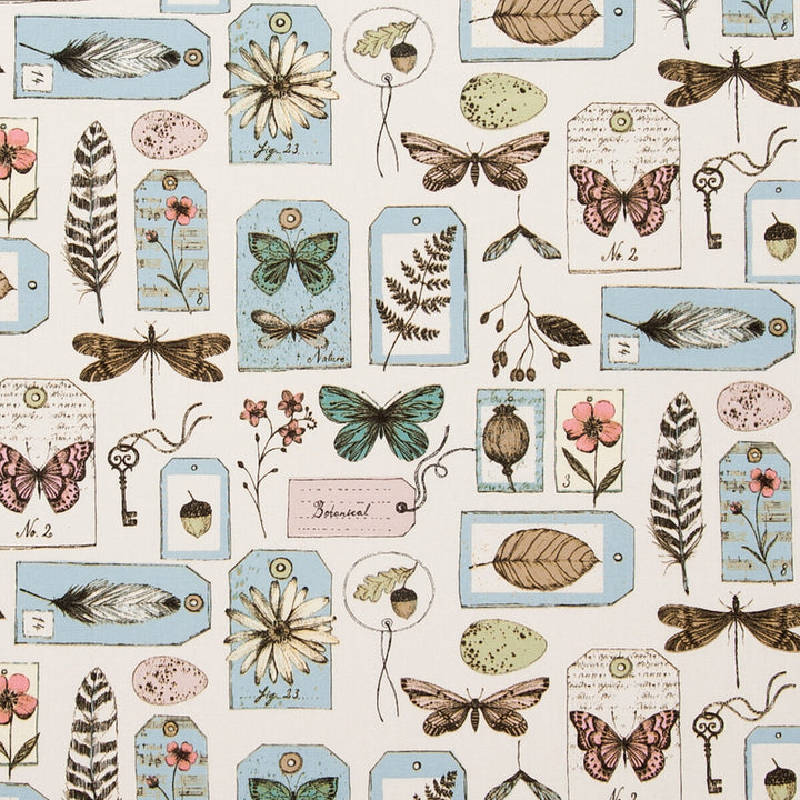 Wildlife Mineral by Clarke And Clarke Fabric CLARKE & CLARKE SKETCH BOOK COTTON - 100% Turkey MEDIUM Horizontal: and Vertical: 54 - Fabric Carolina -