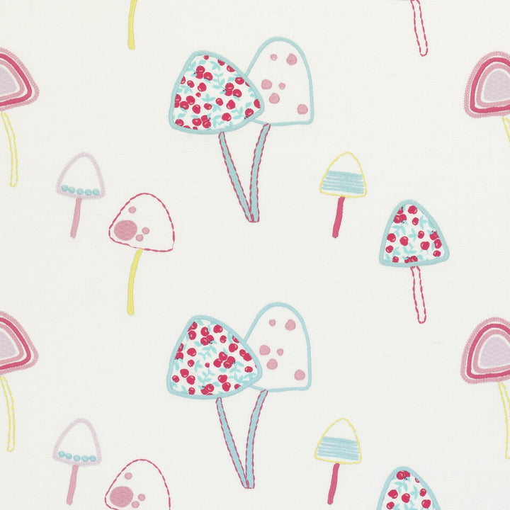 Toadstools Pink by Clarke And Clarke Fabric CLARKE & CLARKE STORYBOOK COTTON - 100% India - Horizontal: 17.13 and Vertical: 9.06 54 - Fabric Carolina -