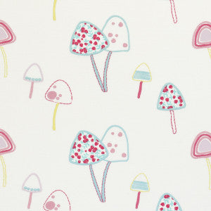 Toadstools Pink by Clarke And Clarke Fabric