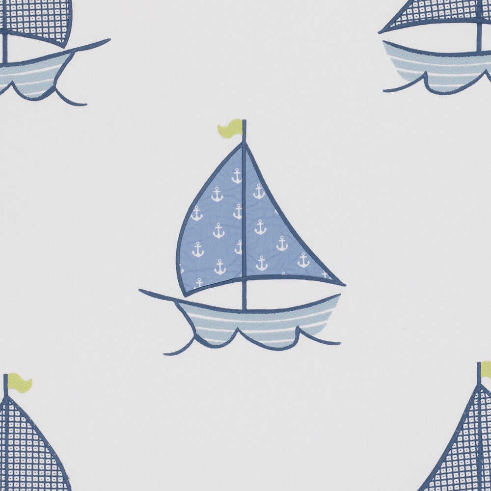 Sailing Boats Blue by Clarke And Clarke Fabric CLARKE & CLARKE STORYBOOK COTTON - 100% India Horizontal: 17.32 and Vertical: 18.31 54 - Fabric Carolina -