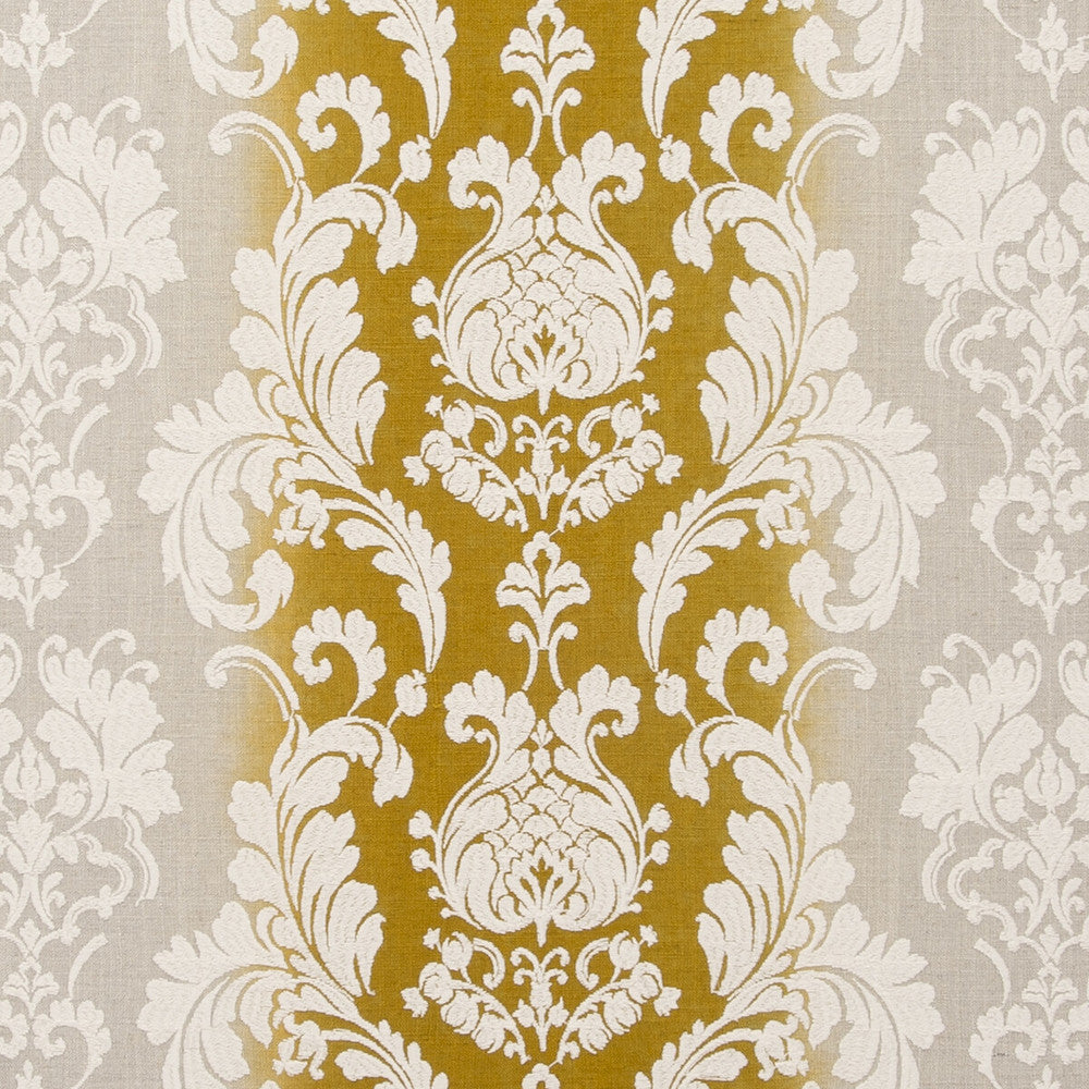 Camelia Chartreuse by Clarke And Clarke Fabric CLARKE & CLARKE TRAVIATA VISCOSE - 42%;COTTON - 39%;LINEN - 19% India - Horizontal: 17.32 and Vertical: 9.45 54 - Fabric Carolina -