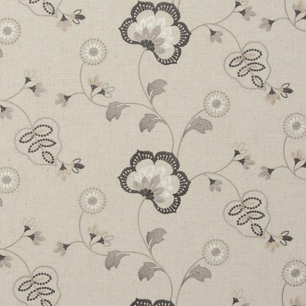 Chatsworth Charcoal by Clarke And Clarke Fabric CLARKE & CLARKE MANOR HOUSE VISCOSE - 34%;COTTON - 22%;LINEN - 22%;POLYESTER - 22% India Horizontal: 25.59 and Vertical: 9.06 54 - Fabric Carolina -