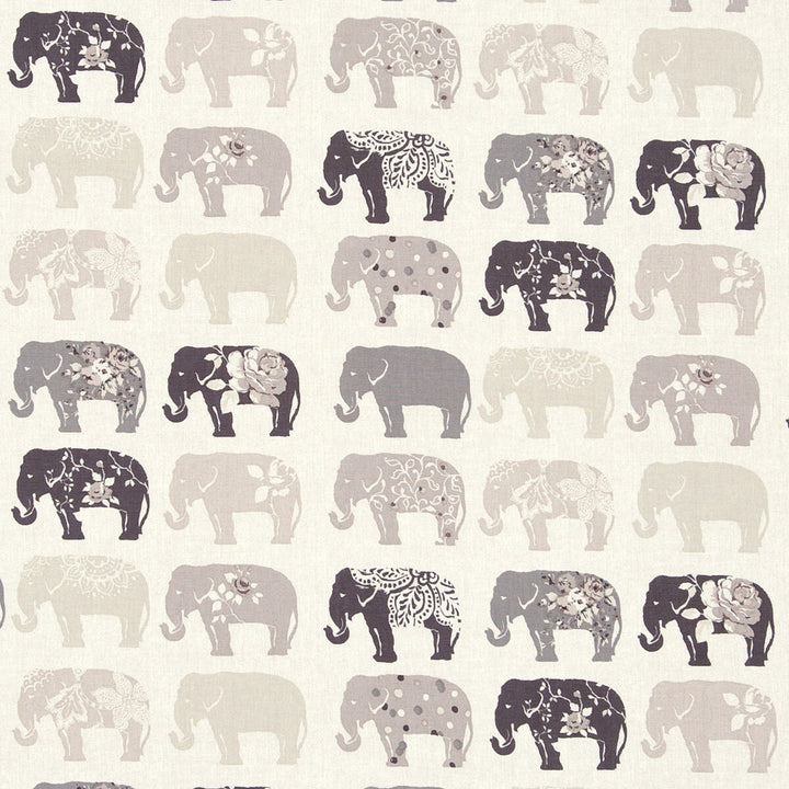 Elephants Natural by Clarke And Clarke Fabric CLARKE & CLARKE BLIGHTY COTTON - 100% Turkey MEDIUM Horizontal: - and Vertical: - 54 - Fabric Carolina -