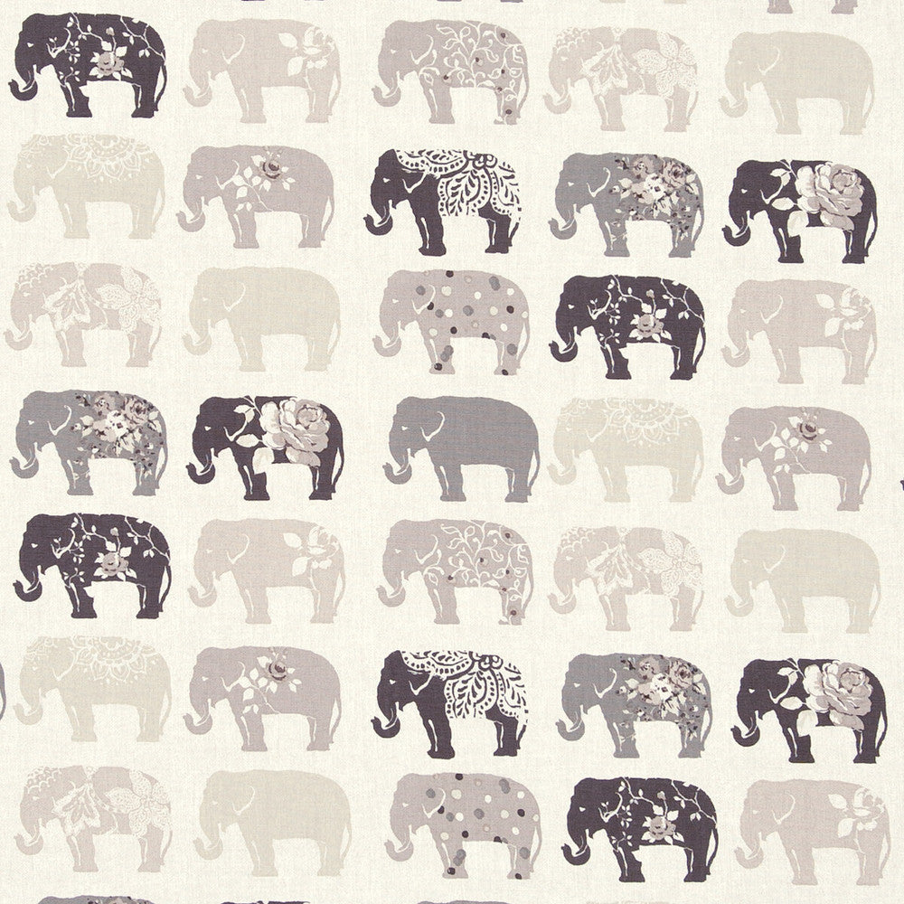 Elephants Natural by Clarke And Clarke Fabric CLARKE & CLARKE BLIGHTY COTTON - 100% Turkey MEDIUM Horizontal: and Vertical: 54 - Fabric Carolina -