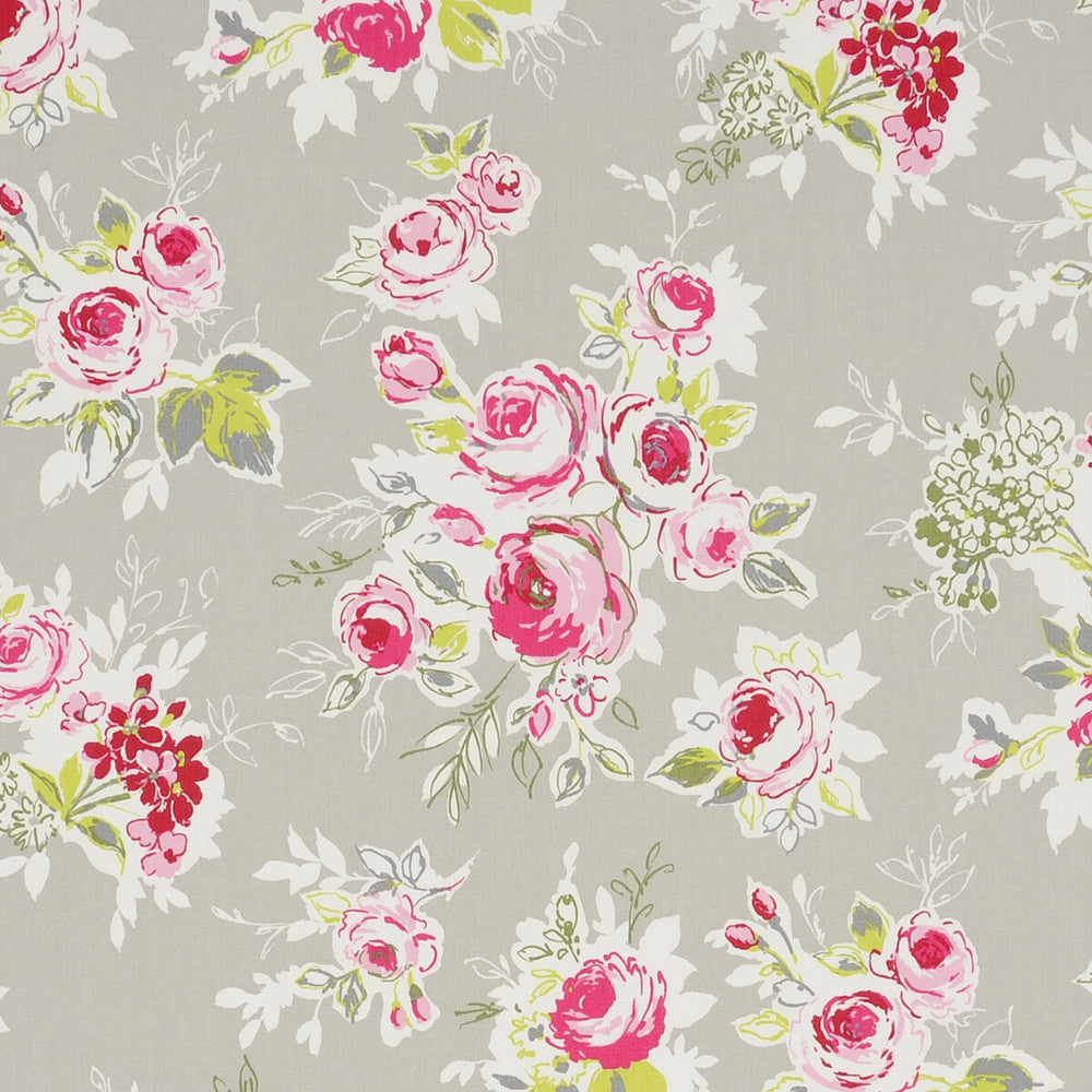 Rose Garden Garden Pebble by Clarke And Clarke Fabric CLARKE & CLARKE GARDEN PARTY COTTON - 100% United Kingdom MEDIUM Horizontal: - and Vertical: - 55.125 - Fabric Carolina -