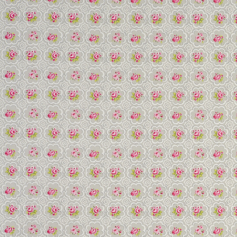Rose Tile Tile Pebble by Clarke And Clarke Fabric CLARKE & CLARKE GARDEN PARTY COTTON - 100% United Kingdom MEDIUM Horizontal: and Vertical: 55.125 - Fabric Carolina -