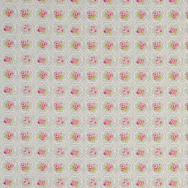 Rose Tile Tile Pebble by Clarke And Clarke Fabric CLARKE & CLARKE GARDEN PARTY COTTON - 100% United Kingdom MEDIUM Horizontal: - and Vertical: - 55.125 - Fabric Carolina -