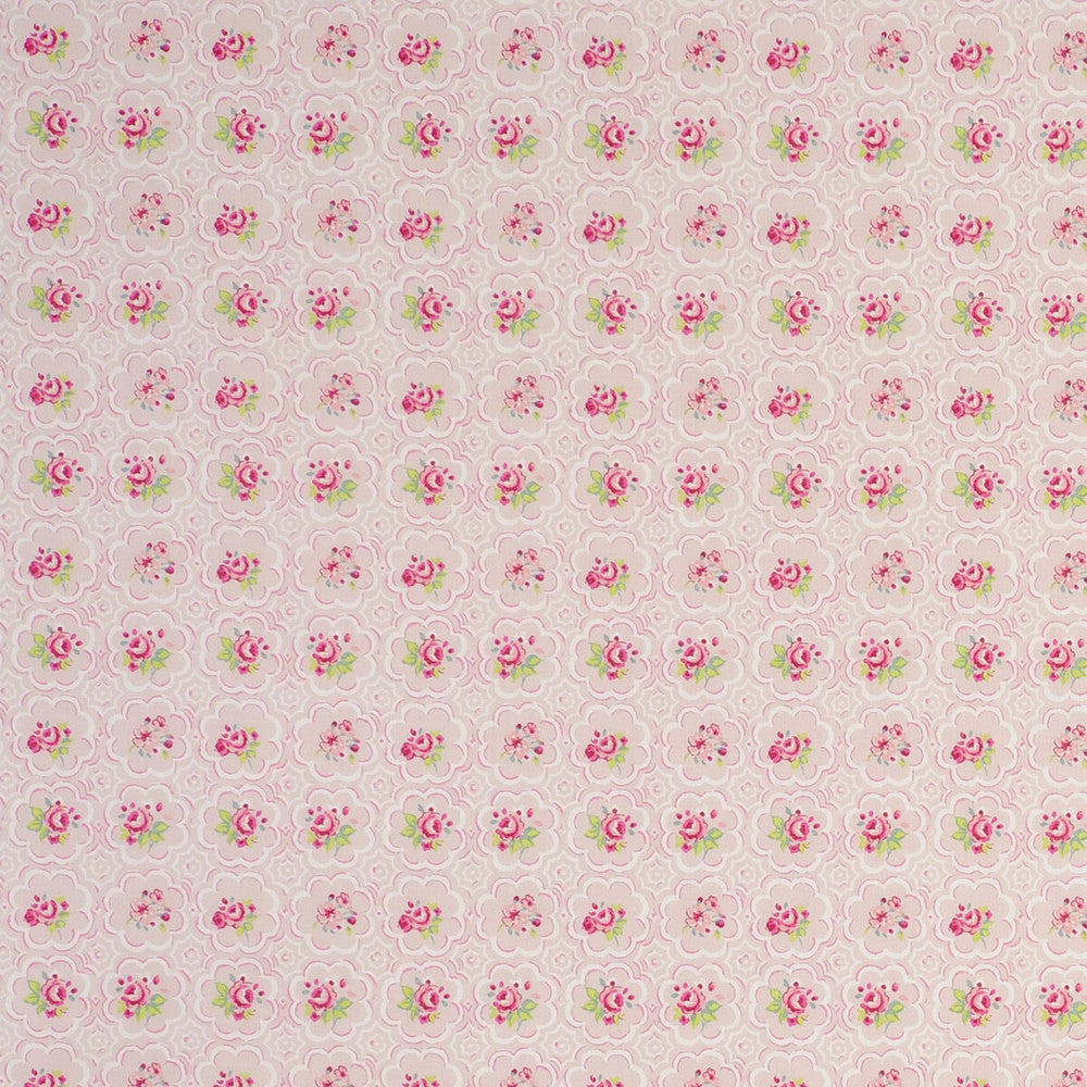 Rose Tile Tile Pink by Clarke And Clarke Fabric CLARKE & CLARKE GARDEN PARTY COTTON - 100% United Kingdom MEDIUM Horizontal: - and Vertical: - 55.125 - Fabric Carolina -