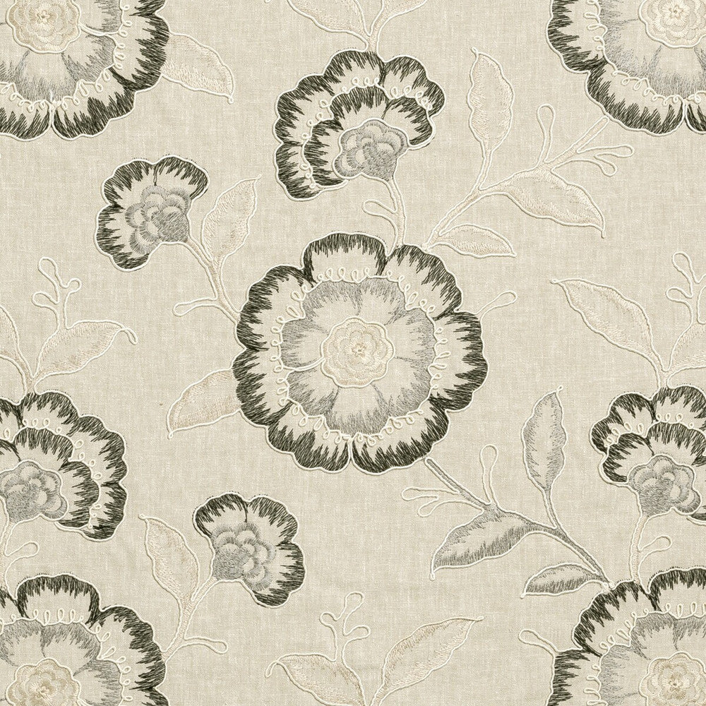 Richmond Charcoal by Clarke And Clarke Fabric CLARKE & CLARKE RICHMOND POLYESTER - 52%;COTTON - 48% India Horizontal: 16.93 and Vertical: 18.9 54 - Fabric Carolina -