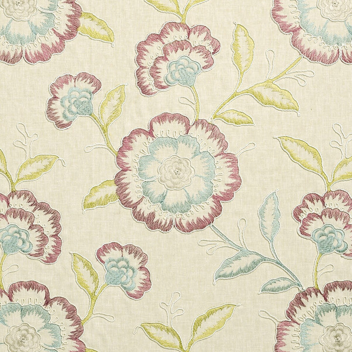 Richmond Raspberry/Duckegg by Clarke And Clarke Fabric CLARKE & CLARKE RICHMOND POLYESTER - 52%;COTTON - 48% India Horizontal: 16.93 and Vertical: 18.9 54 - Fabric Carolina -