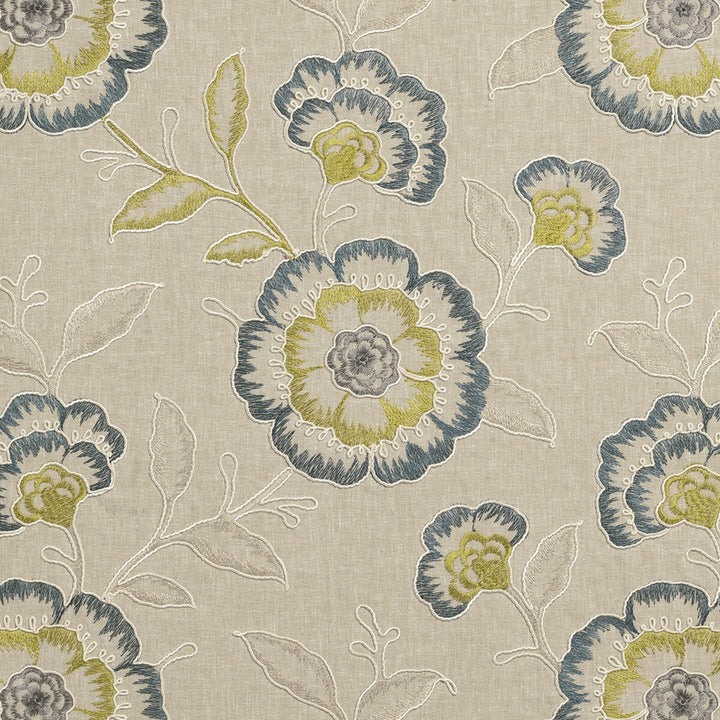 Richmond Teal/Acacia by Clarke And Clarke Fabric CLARKE & CLARKE RICHMOND POLYESTER - 52%;COTTON - 48% India Horizontal: 16.93 and Vertical: 18.9 54 - Fabric Carolina -