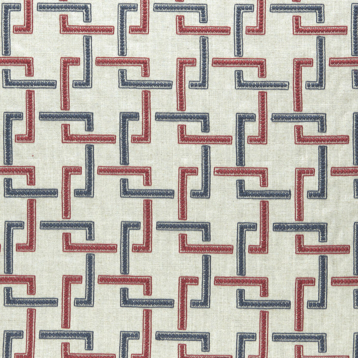 Sekai Indigo/Red by Clarke And Clarke Fabric CLARKE & CLARKE AMARA VISCOSE - 70%;LINEN - 30% India Horizontal: 6.57 and Vertical: 6.22 55 - Fabric Carolina -