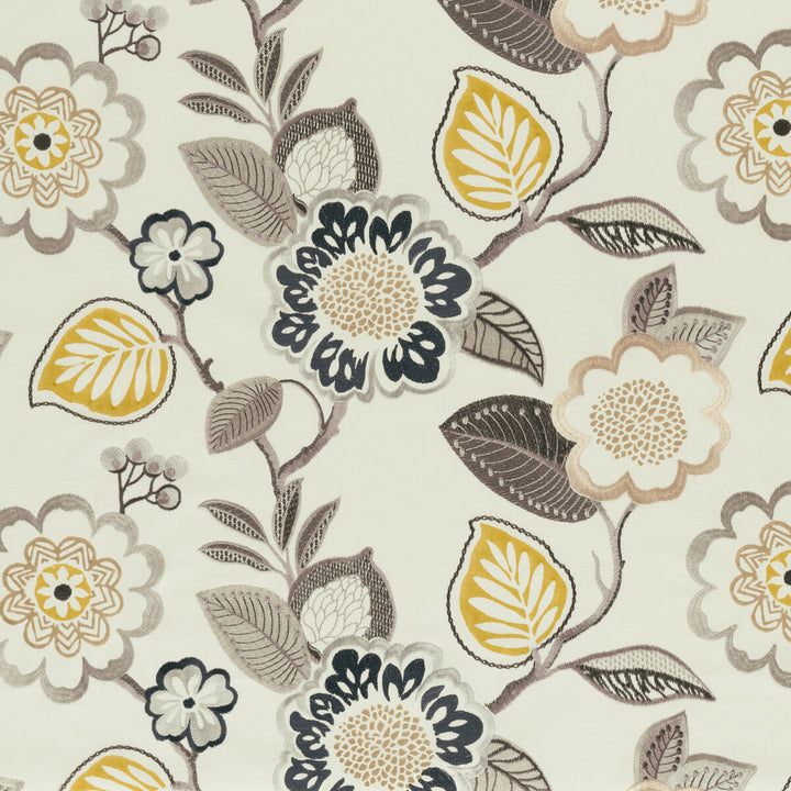 Beaulieu Charcoal/Chartreuse by Clarke And Clarke Fabric CLARKE & CLARKE COTE D AZUR COTTON - 71%;VISCOSE - 21%;POLYESTER - 8% India - Horizontal: 15.71 and Vertical: 25.08 50 - Fabric Carolina -