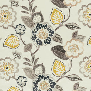 Beaulieu Charcoal/Chartreuse by Clarke And Clarke Fabric