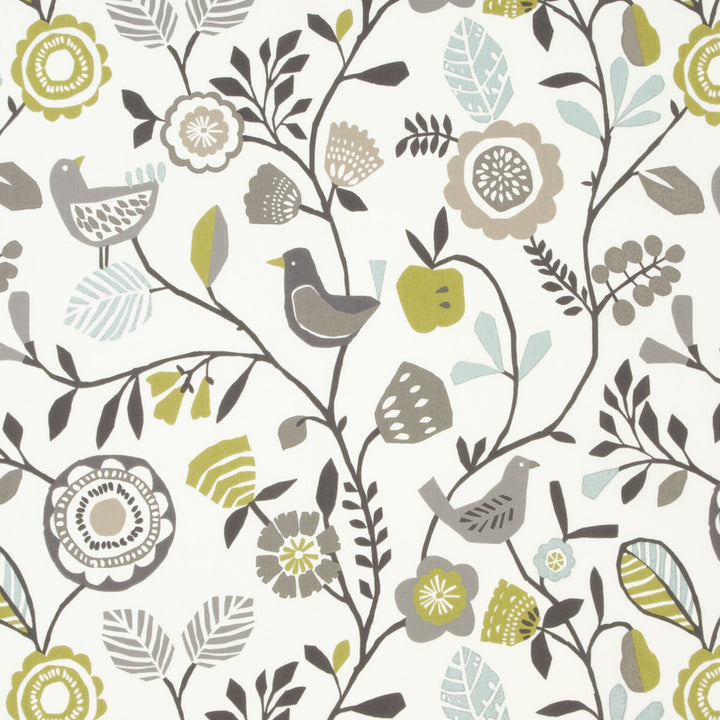 Folki Chartreuse/Charcoal by Clarke And Clarke Fabric CLARKE & CLARKE WILDERNESS COTTON - 100% United Kingdom MEDIUM Horizontal: 26.97 and Vertical: 25.2 54 - Fabric Carolina -