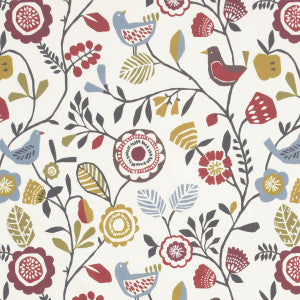 Folki Indigo/Cranberry by Clarke And Clarke Fabric
