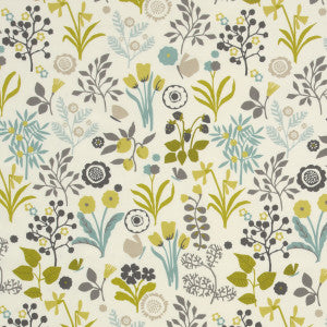 Frida Charteuse/Charcoal by Clarke And Clarke Fabric