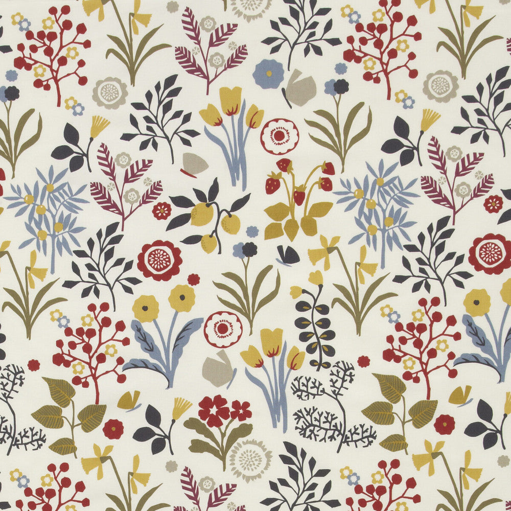 Frida Indigo/Cranberry by Clarke And Clarke Fabric CLARKE & CLARKE WILDERNESS COTTON - 100% United Kingdom MEDIUM Horizontal: 17.99 and Vertical: 25.2 54 - Fabric Carolina -