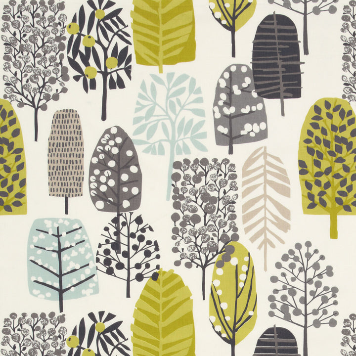 Trad Chartreuse/Charcoal by Clarke And Clarke Fabric CLARKE & CLARKE WILDERNESS COTTON - 100% United Kingdom MEDIUM Horizontal: 26.97 and Vertical: 25.2 54 - Fabric Carolina -