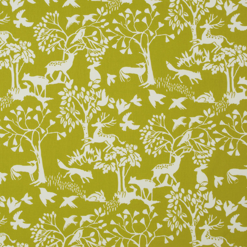 Vilda Chartreuse by Clarke And Clarke Fabric CLARKE & CLARKE WILDERNESS COTTON - 100% United Kingdom MEDIUM Horizontal: 26.97 and Vertical: 25.2 54 - Fabric Carolina -