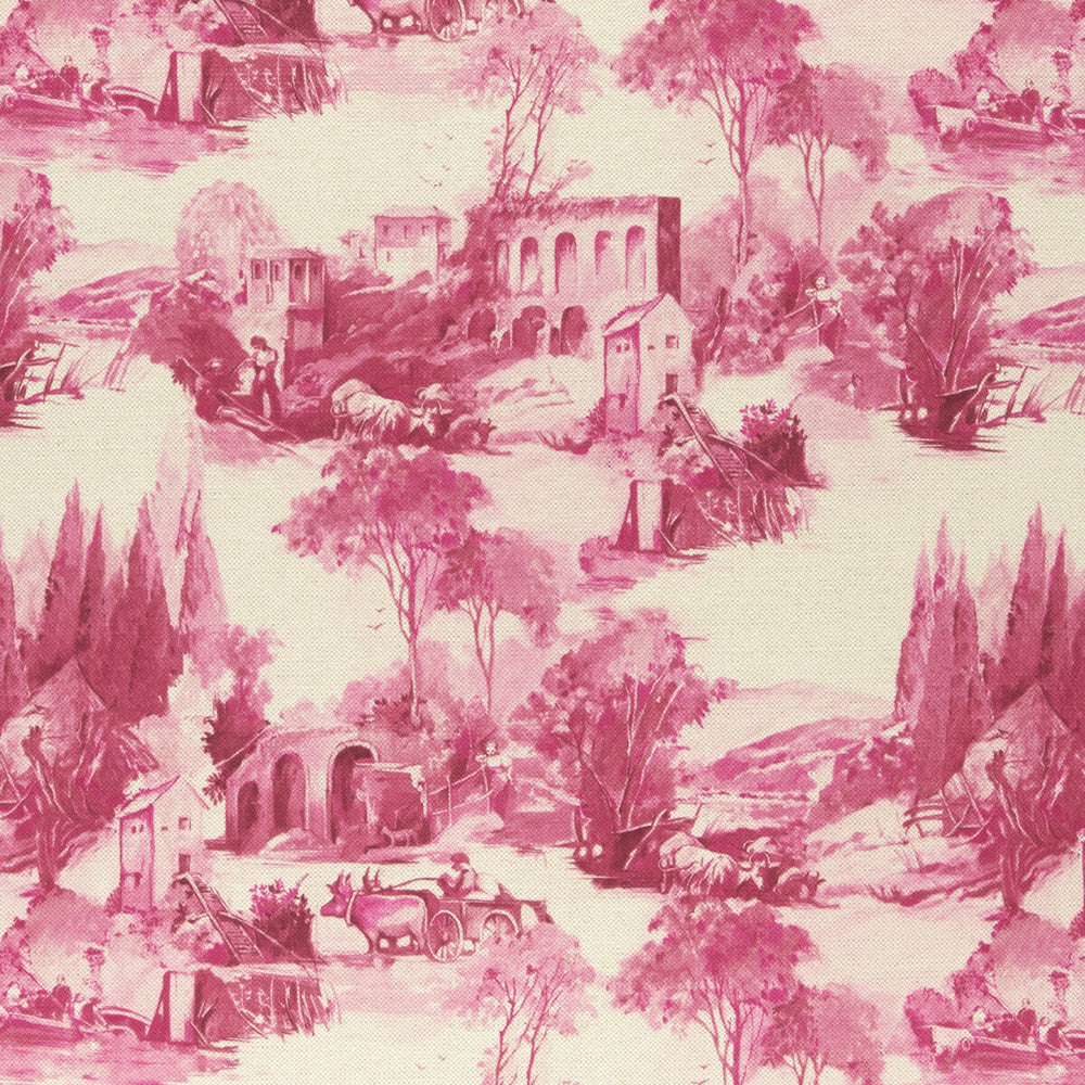 Anastacia Raspberry by Clarke And Clarke Fabric CLARKE & CLARKE COLONY COTTON - 60%;LINEN - 40% Spain HEAVY Horizontal: 18.23 and Vertical: 17.48 54 - Fabric Carolina -