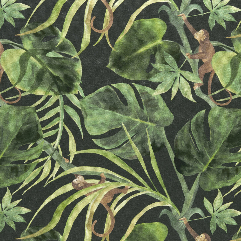 Monkey Business Charcoal by Clarke And Clarke Fabric CLARKE & CLARKE COLONY COTTON - 60%;LINEN - 40% Spain HEAVY Horizontal: 17.99 and Vertical: 17.52 54 - Fabric Carolina -