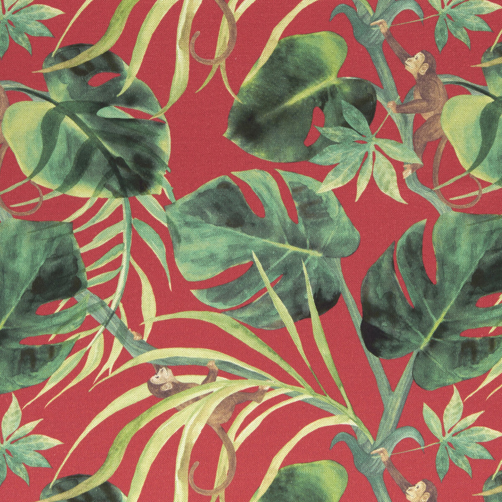 Monkey Business Rouge by Clarke And Clarke Fabric CLARKE & CLARKE COLONY COTTON - 60%;LINEN - 40% Spain HEAVY Horizontal: 17.99 and Vertical: 17.52 54 - Fabric Carolina -