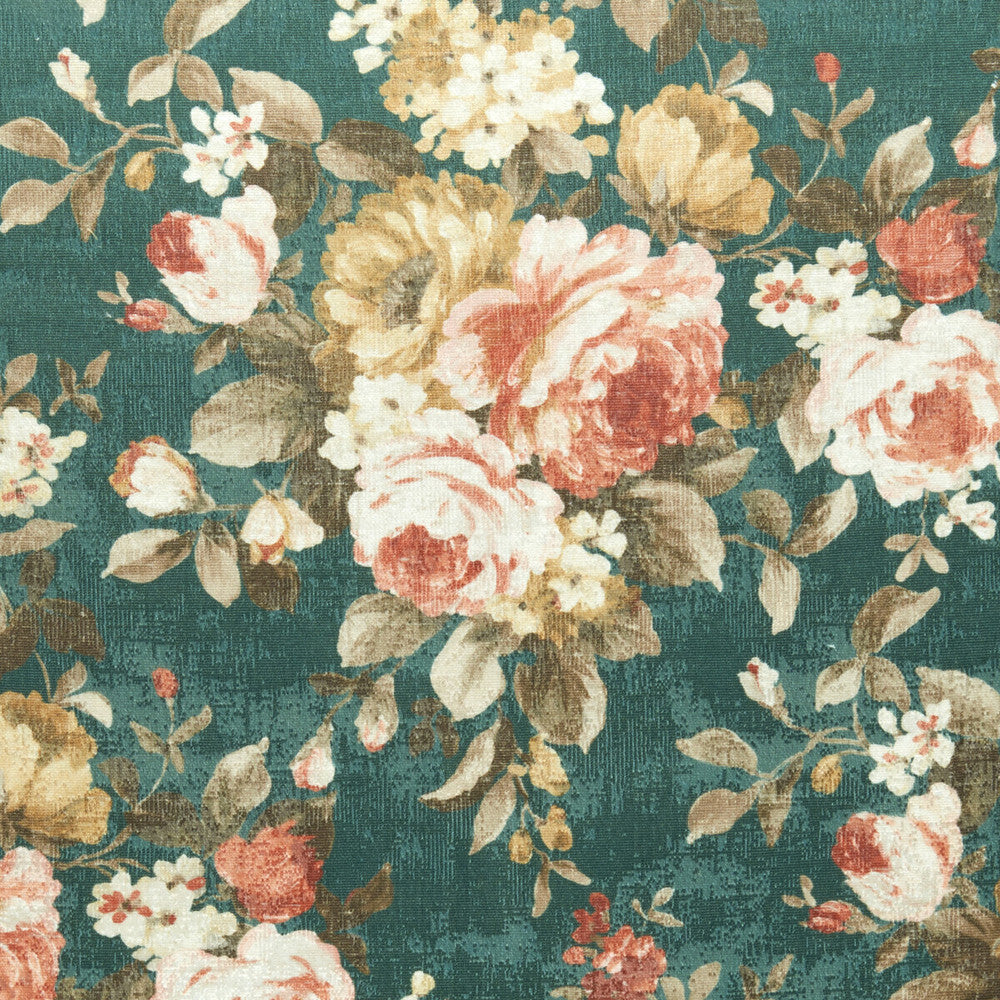 Emeline Teal by Clarke And Clarke Fabric CLARKE & CLARKE COLONY COTTON - 57.7%;VISCOSE - 42.3% Spain HEAVY Horizontal: 27.56 and Vertical: 25.2 54 - Fabric Carolina -