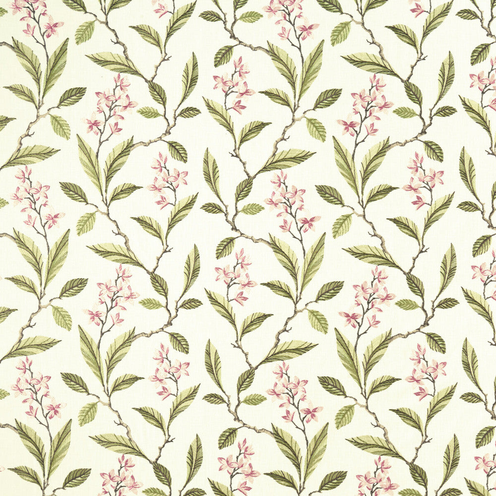 Melrose Pink/Apple by Clarke And Clarke Fabric CLARKE & CLARKE HALCYON POLYESTER - 52%;COTTON - 48% India Horizontal: 17.32 and Vertical: 12.8 54 - Fabric Carolina -