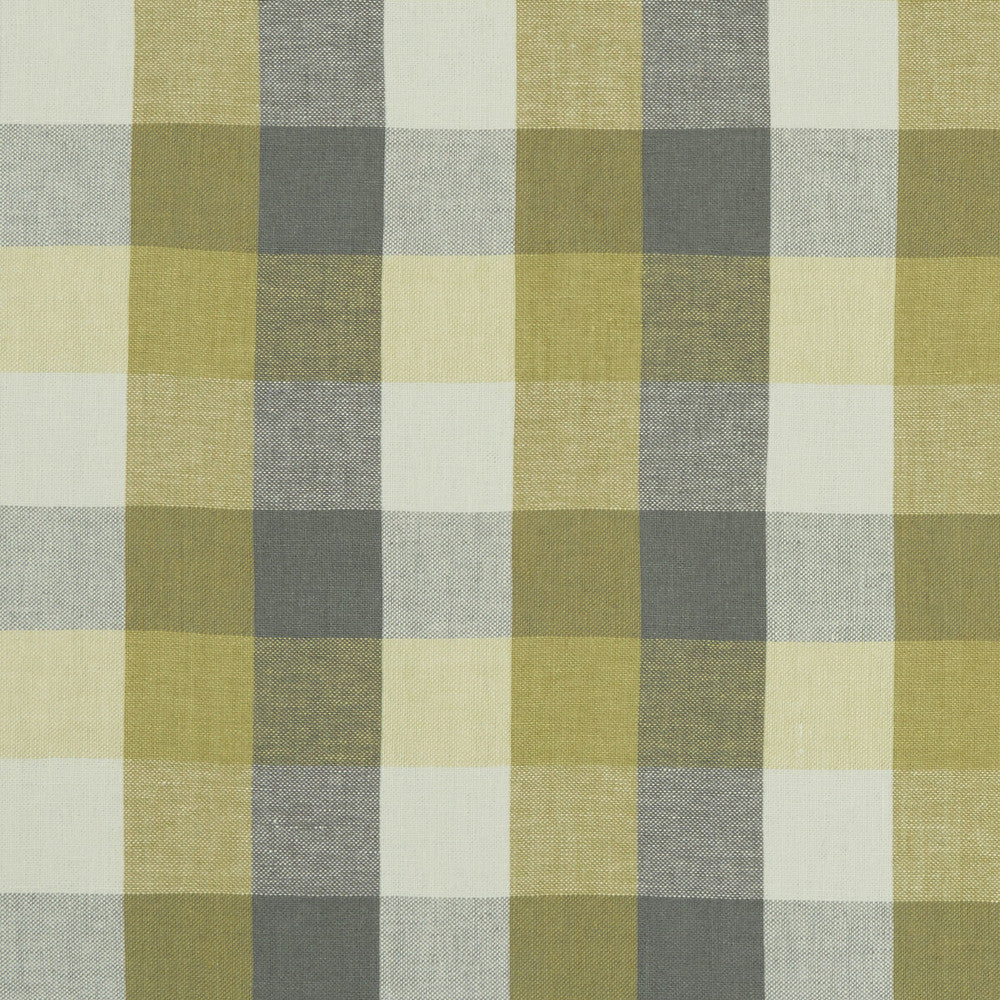 Austin Check Citron/Natural by Clarke And Clarke Fabric CLARKE & CLARKE CASTLE GARDEN LINEN - 100% Turkey HEAVY Horizontal: 6.89 and Vertical: 7.68 53 - Fabric Carolina -