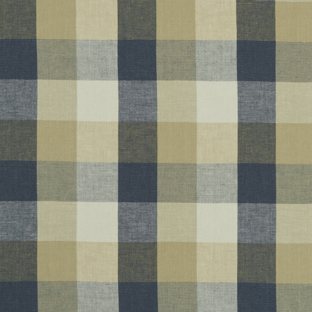 Austin Check Midnight by Clarke And Clarke Fabric CLARKE & CLARKE CASTLE GARDEN LINEN - 100% Turkey HEAVY Horizontal: 6.89 and Vertical: 7.68 53 - Fabric Carolina -