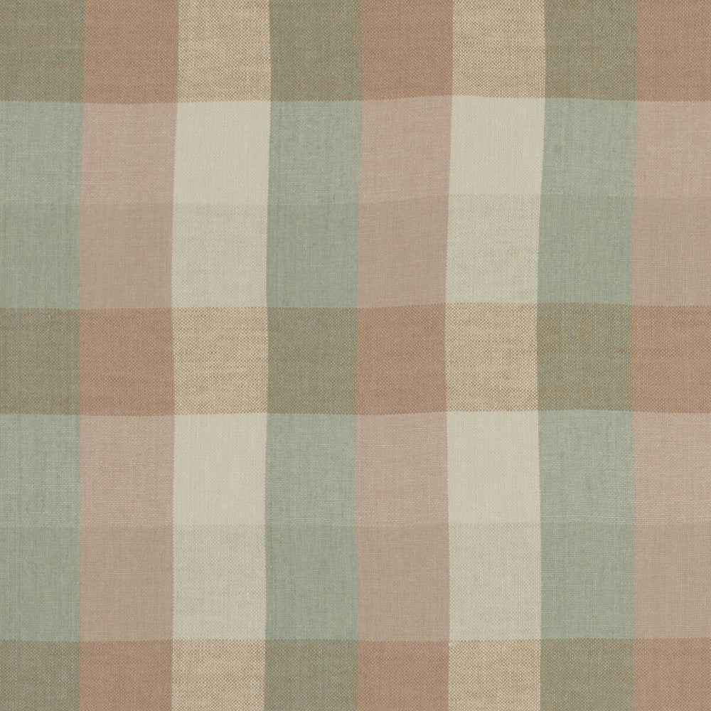 Austin Check Mineral/Blush by Clarke And Clarke Fabric CLARKE & CLARKE CASTLE GARDEN LINEN - 100% Turkey HEAVY Horizontal: 6.89 and Vertical: 7.68 53 - Fabric Carolina -