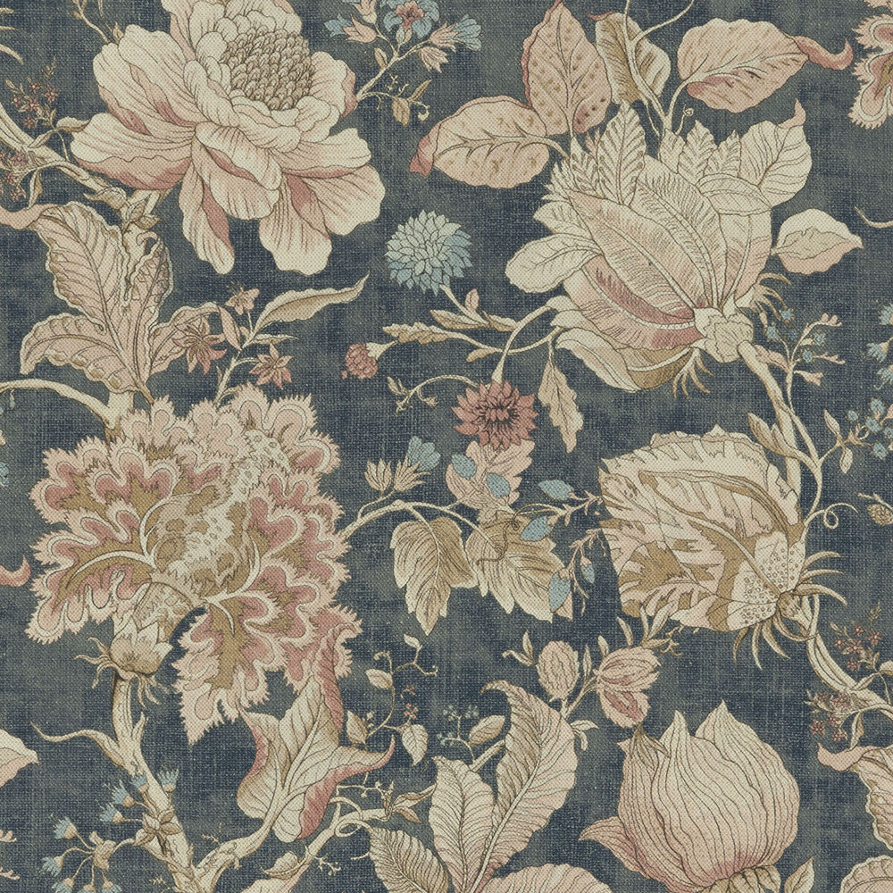 Sissinghurst Midnight/Spice by Clarke And Clarke Designer Fabric CLARKE & CLARKE CASTLE GARDEN COTTON - 60%;LINEN - 40% Spain HEAVY Horizontal: 36.02 and Vertical: 23.62 55 - Swanky Fabrics -