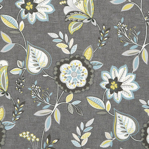 Octavia Charcoal/Chartreuse by Clarke And Clarke Fabric