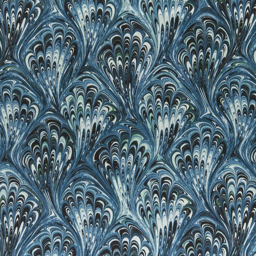 Pavone Teal by Clarke And Clarke Designer Fabric CLARKE & CLARKE BOTANICA VISCOSE - 67%;COTTON - 33% India MEDIUM Horizontal: 13.58 and Vertical: 11.81 55 - Swanky Fabrics -