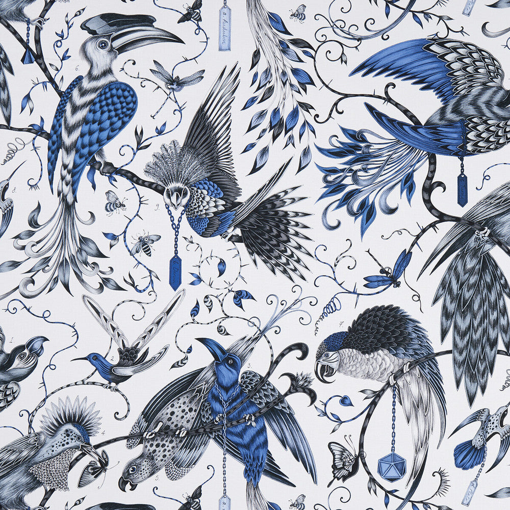 Audubon Blue by Clarke And Clarke Fabric ANIMALIA BY EMMA J SHIPLEY FOR C&C COTTON - 100% United Kingdom HEAVY Horizontal: 54.33 and Vertical: 26.97 54 - Fabric Carolina -