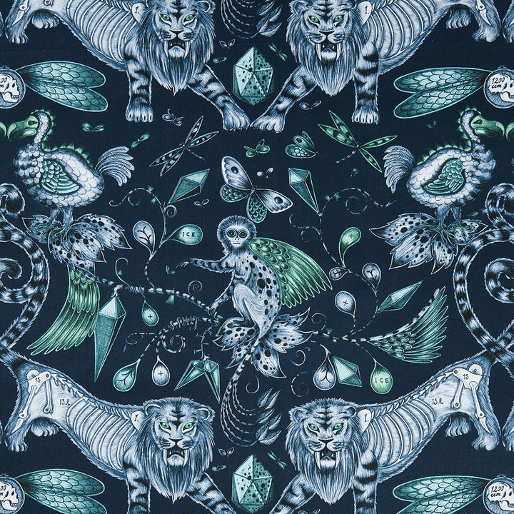 Extinct Navy by Clarke And Clarke Fabric Clarke And Clarke Fabric Extinct NavyFabric ANIMALIA BY EMMA J SHIPLEY FOR C&C COTTON - 100% United Kingdom </p><p>Repeat: H: 27.17, V: 22.24 54 - Fabric Carolina -
